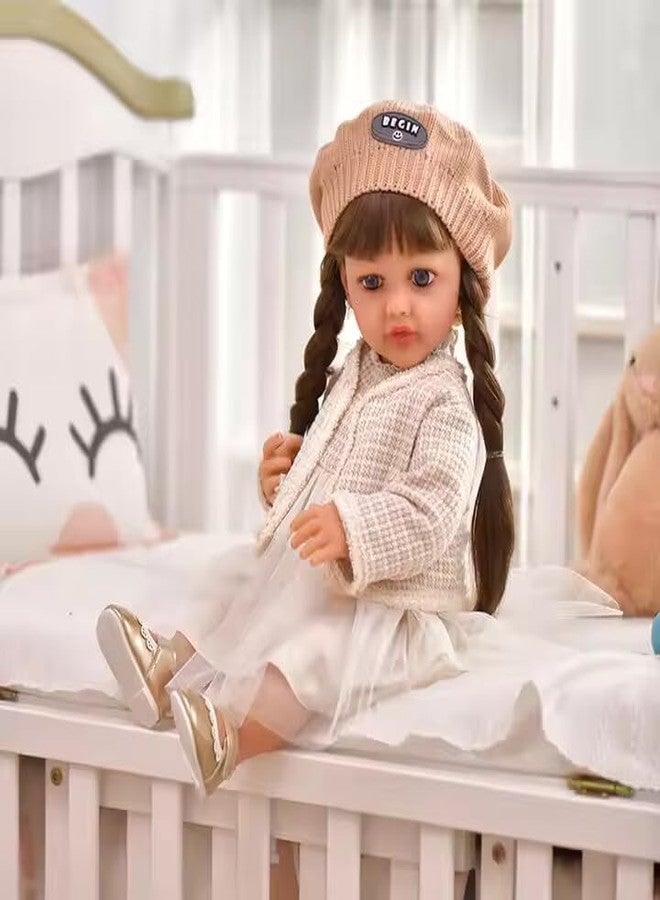 Ramokdu Lifelike 22 Inch Reborn Baby Dolls Silicone Full Body Adorable Long Hair Toddler Princess Girls That Look Real Baby Doll 55cm Realistic Newborn Baby Doll for 3+ Year Old Girls - Multicolor - Image 2